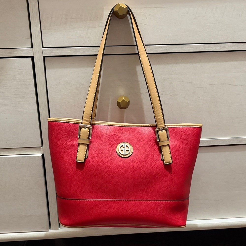 Giani Bernini Red Tote with Tan Straps